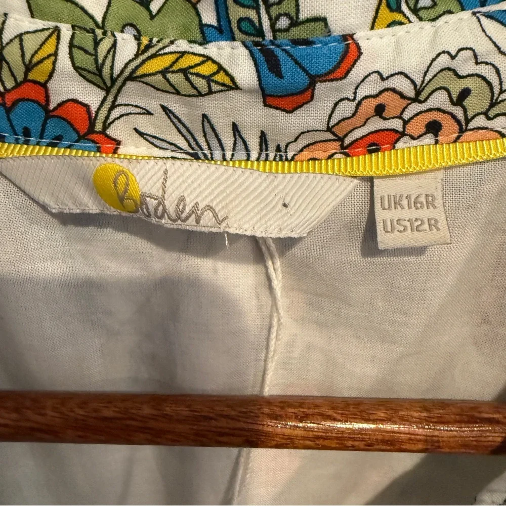Boden Kitty Midi Long Sleeve Button-up Shirtdress In Ivory Lemon Fizz - Picture 3 of 6